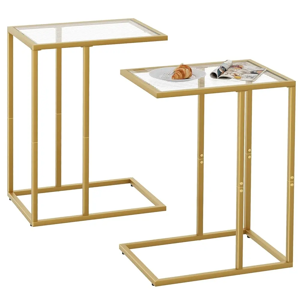 C Shaped End Table Set Of 2, Glass Couch Side Tables For Living Room, Small Modern Sofa Table With Metal Frame, Tv Tray Table
C Shaped End Table Set Of 2, Glass Couch Side Tables For Living Room, Small Modern Sofa Table With Metal Frame, Tv Tray Table