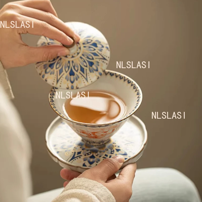 Ceramic Tea Lid Bowl Household Ru Kiln Dunhuang Heat-resistant Tea Cup Large Capacity Tea Bowl Douli Sancai Covers The Bowl
Ceramic Tea Lid Bowl Household Ru Kiln Dunhuang Heat-resistant Tea Cup Large Capacity Tea Bowl Douli Sancai Covers The Bowl