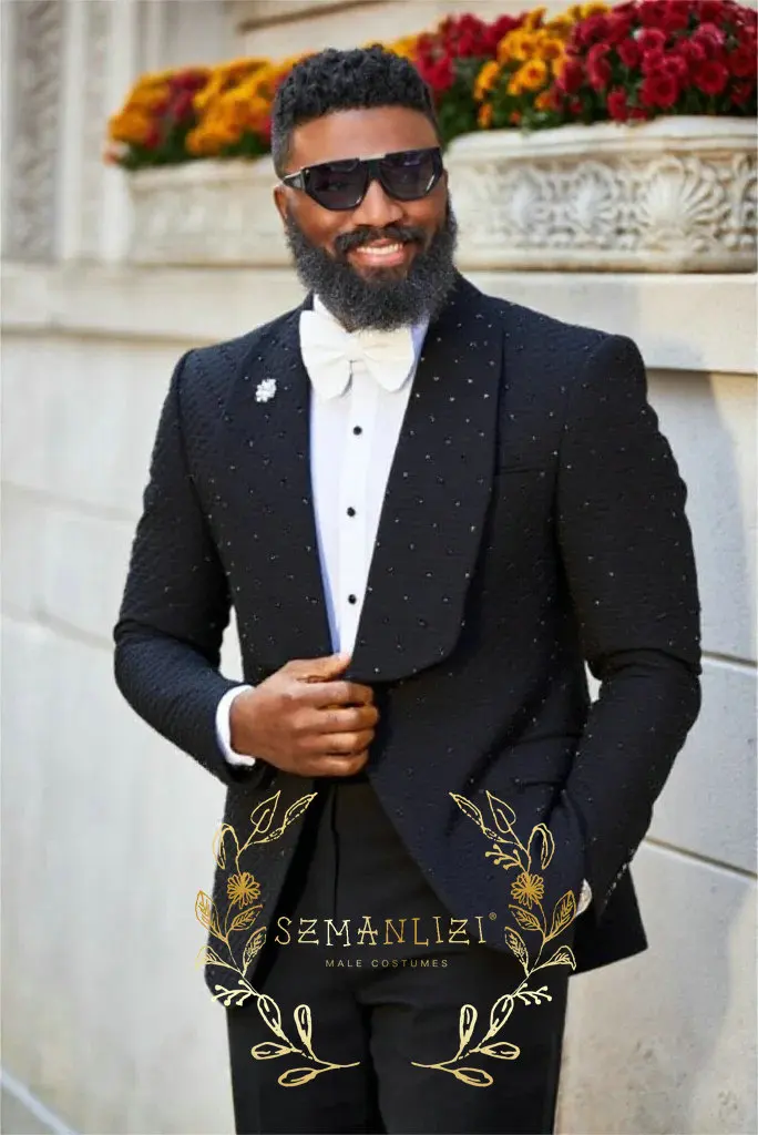 Luxury Beaded Black Men Suits 2 Pieces Plaid Groom Wedding Tuxedos Male Prom Party Formal Customized Blazers Sets Costume Homme
Luxury Beaded Black Men Suits 2 Pieces Plaid Groom Wedding Tuxedos Male Prom Party Formal Customized Blazers Sets Costume Homme