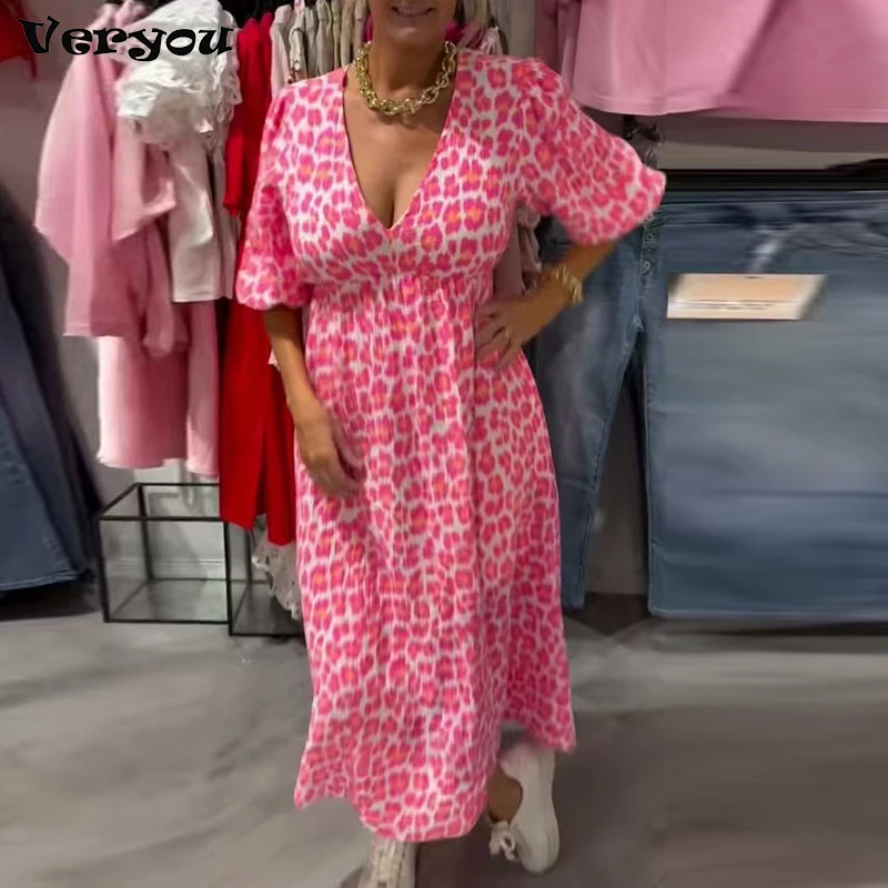 Summer Vintage Printing Women Boho Beach Maxi Dress Plus Size V Neck Short Sleeve A-Line Loose Midi Dress
Summer Vintage Printing Women Boho Beach Maxi Dress Plus Size V Neck Short Sleeve A-Line Loose Midi Dress