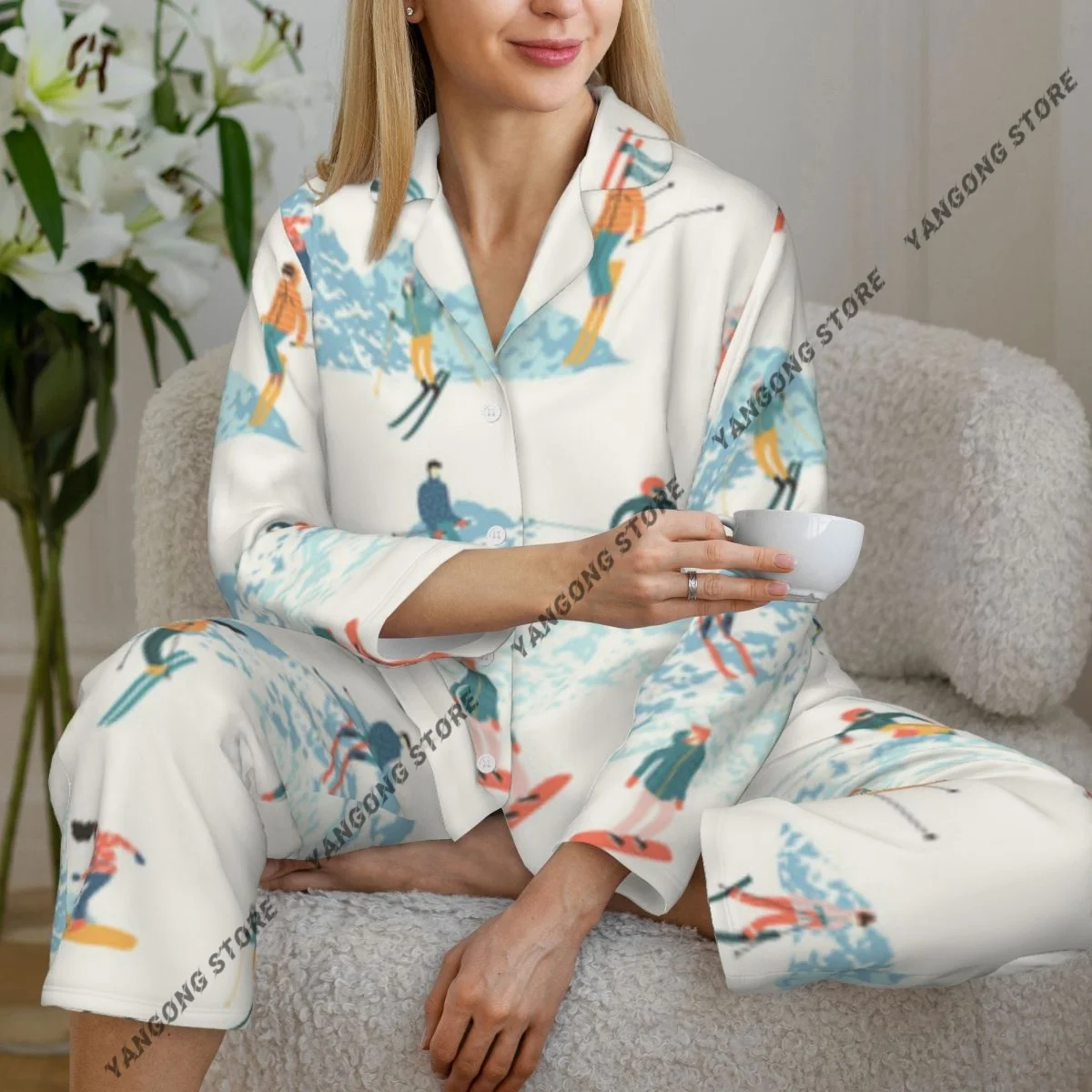 Весенне-осенний пижамный комплект, женские брюки с длинными рукавами, комплект из двух предметов для лыж и сноубордов, комплект для домашнего интерьера
Весенне-осенний пижамный комплект, женские брюки с длинными рукавами, комплект из двух предметов для лыж и сноубордов, комплект для домашнего интерьера