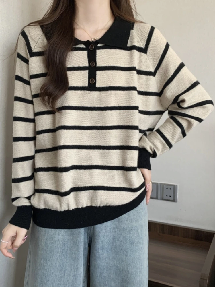 Women's Long Sleeve Neck Knitted Sweater Spring Autumn plus Size Comfortable Soft Striped Base Layer Top European Style
Women's Long Sleeve Neck Knitted Sweater Spring Autumn plus Size Comfortable Soft Striped Base Layer Top European Style