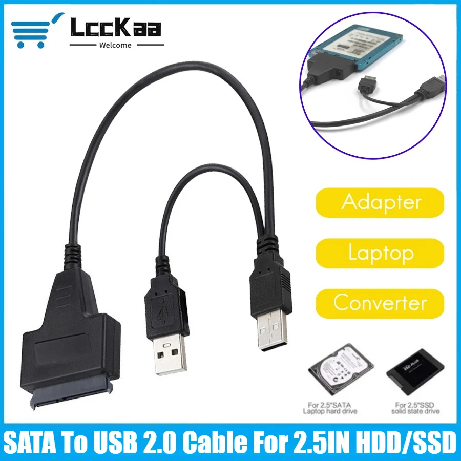 SATA To USB 2.0 Cable for 2.5 Inch External HDD SSD Hard Drive SATA 3 22 Pin Adapter Laptop Hard Disk Drive Converter Cable
SATA To USB 2.0 Cable for 2.5 Inch External HDD SSD Hard Drive SATA 3 22 Pin Adapter Laptop Hard Disk Drive Converter Cable
