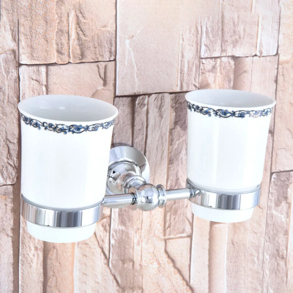 Polished Chrome Wall Mounted Double Toothbrush Holders With 2 Creamic Cups Tooth Cup Holders For Bathroom Accessories zba796
Polished Chrome Wall Mounted Double Toothbrush Holders With 2 Creamic Cups Tooth Cup Holders For Bathroom Accessories zba796