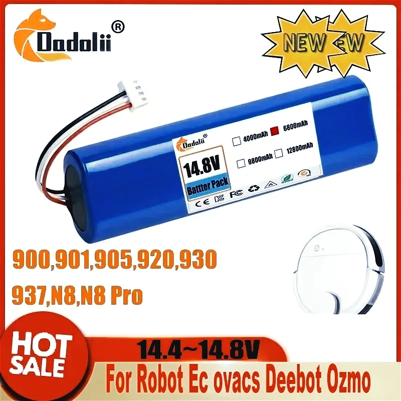 14.4V 12800mAh 18650 Battery for Ecovacs Deebot Ozmo Robot Vacuum Cleaner Compatible with Models 900 901 905 930 937
14.4V 12800mAh 18650 Battery for Ecovacs Deebot Ozmo Robot Vacuum Cleaner Compatible with Models 900 901 905 930 937