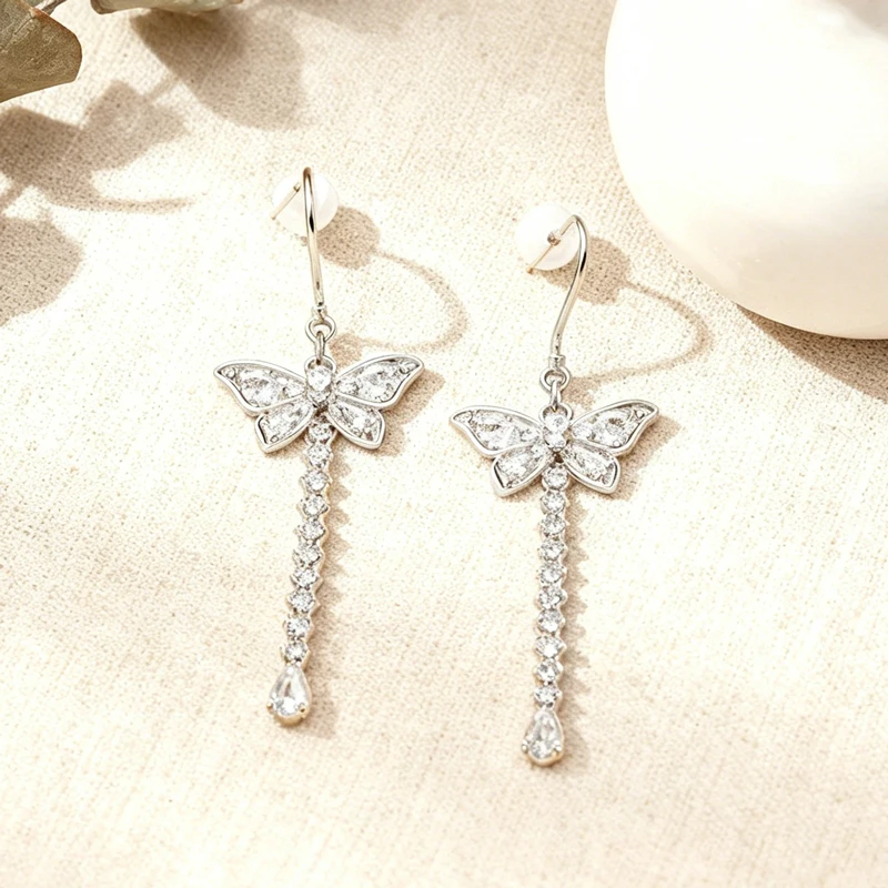 Abestecom Pear-shaped Zircon Butterfly Tassel Ear Hook Style Earrings 1.5mm Round Moissanite Brogan Earrings Delicate Jewelry
Abestecom Pear-shaped Zircon Butterfly Tassel Ear Hook Style Earrings 1.5mm Round Moissanite Brogan Earrings Delicate Jewelry
