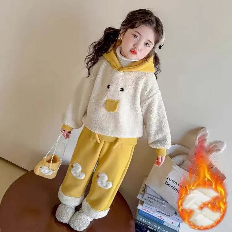 Winter Children Girls Two-piece Clothes Set Cotton Hooded Spliced Kids Girls Sweatshirt Suit Duck Pathced Infant Babys Girl Pant
Winter Children Girls Two-piece Clothes Set Cotton Hooded Spliced Kids Girls Sweatshirt Suit Duck Pathced Infant Babys Girl Pant