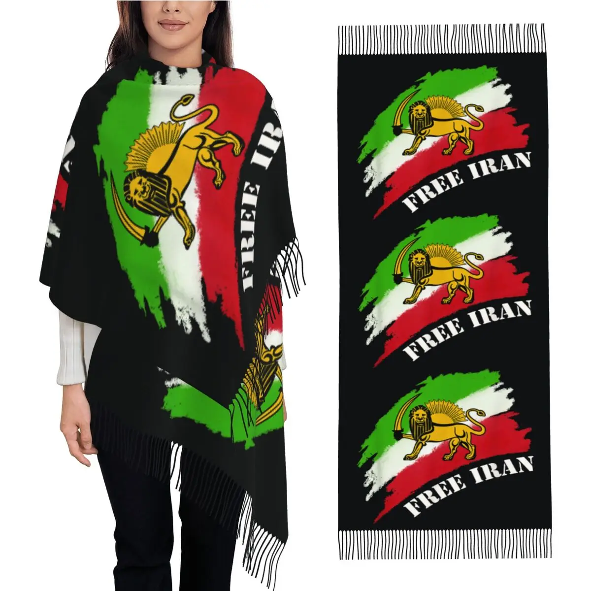 Women Scarf Outdoor Iran Flag With Lion Scarves Wraps with Long Tassel Vintage Shawl Wrap Winter Custom Bufanda Mujer
Women Scarf Outdoor Iran Flag With Lion Scarves Wraps with Long Tassel Vintage Shawl Wrap Winter Custom Bufanda Mujer