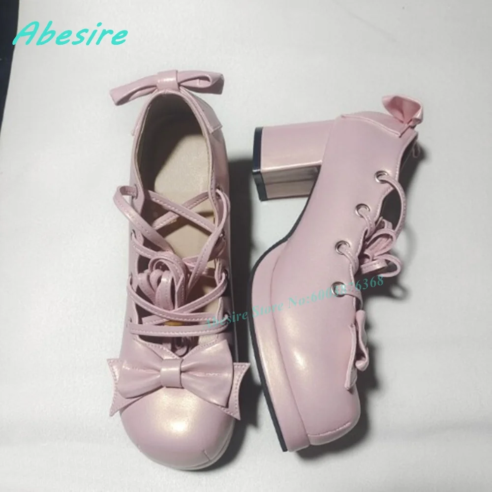 Pink Faux Leather Crisscross Lace‑Up Pumps Round Toe Big Bow Platform Chunky Heel Women's Pumps Sweet Lolita Cosplay Shoes
Pink Faux Leather Crisscross Lace‑Up Pumps Round Toe Big Bow Platform Chunky Heel Women's Pumps Sweet Lolita Cosplay Shoes