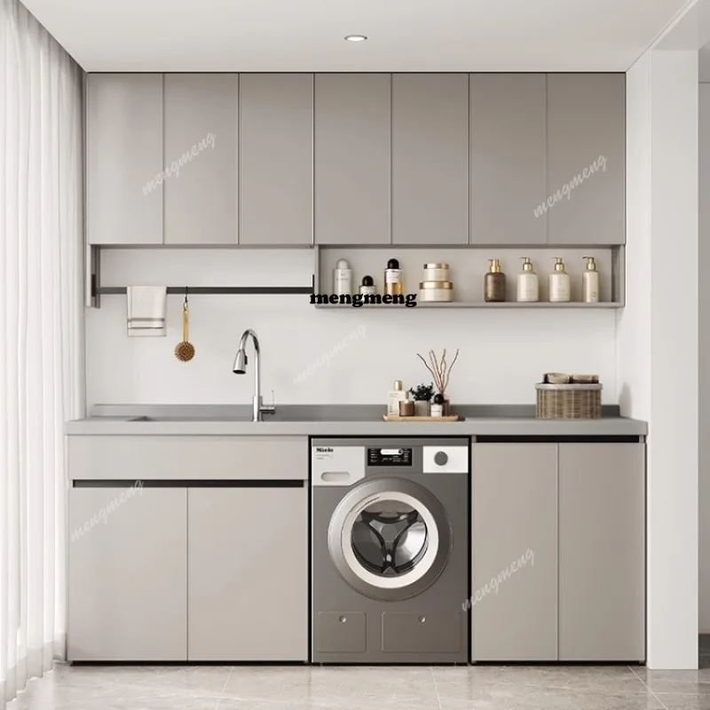 Modern Minimalist Aluminum Washing Machine Cabinets Nordic Creative Balcony with Washboard Storage Bathroom Furniture
Modern Minimalist Aluminum Washing Machine Cabinets Nordic Creative Balcony with Washboard Storage Bathroom Furniture