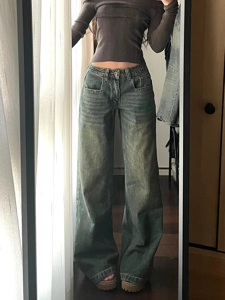American High Street Casual Loose Slimming Wide Leg Floor-Length Jeans Women's 2024 Spring Autumn Washed Denim Pants
American High Street Casual Loose Slimming Wide Leg Floor-Length Jeans Women's 2024 Spring Autumn Washed Denim Pants