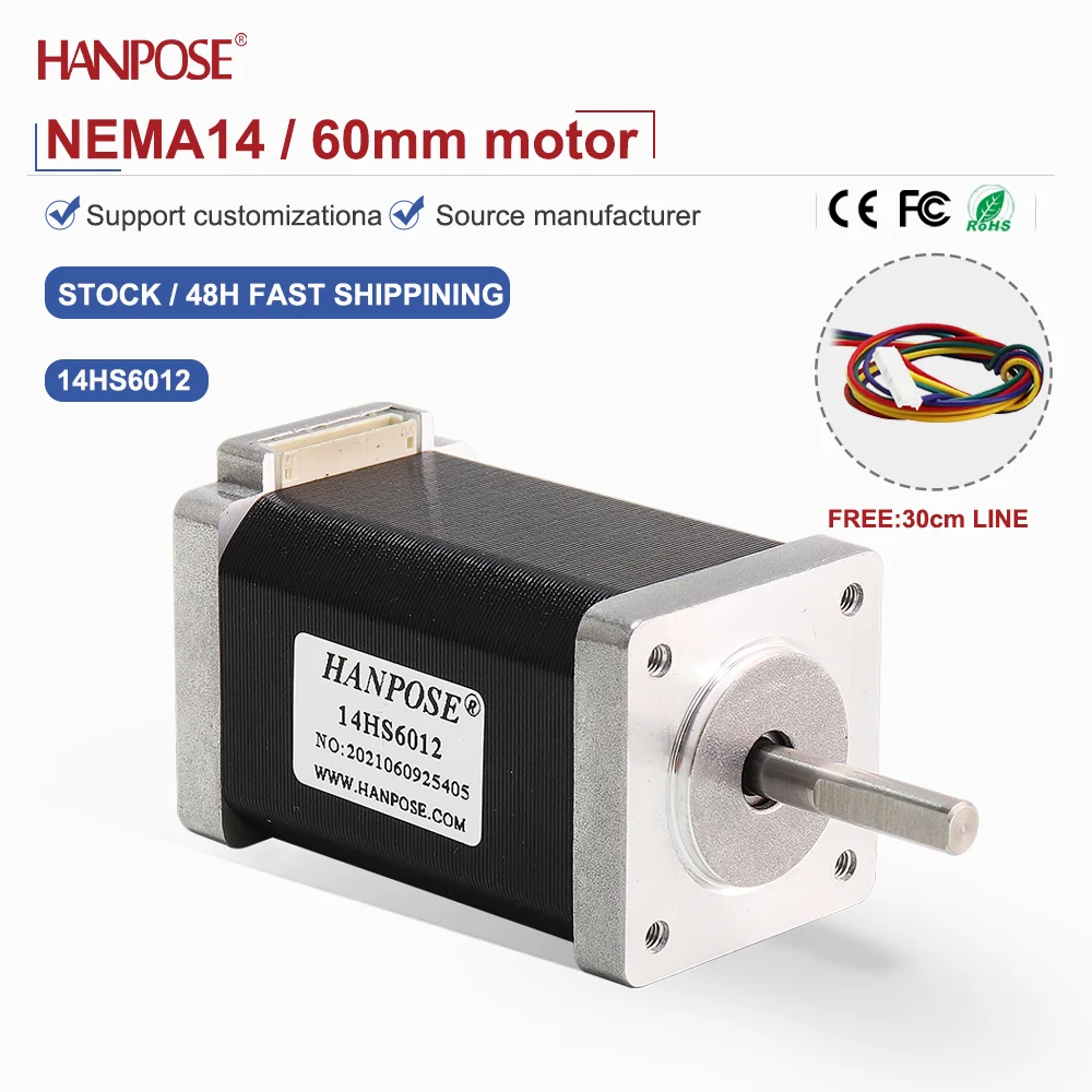 NEMA14 14HS6012 Miniature Stepper Motor 0.4N. m 1.3A 3D Printing Accessories Motor Manufacturer Direct Sales in Stock
NEMA14 14HS6012 Miniature Stepper Motor 0.4N. m 1.3A 3D Printing Accessories Motor Manufacturer Direct Sales in Stock