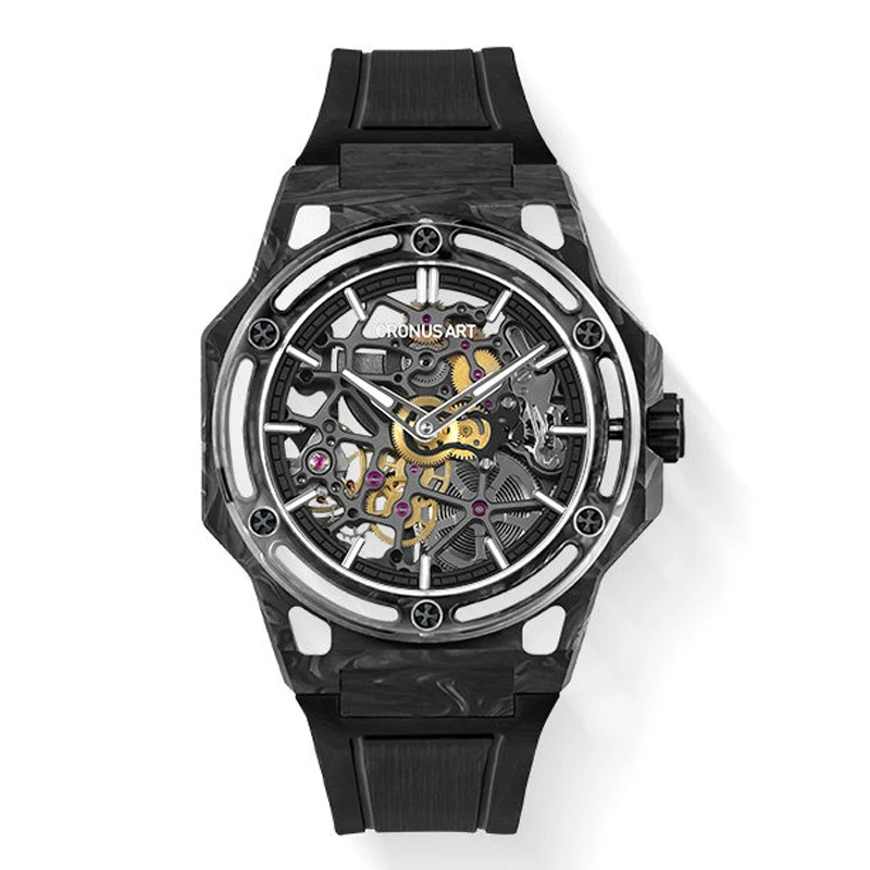 CRONUSART Men Automatic Watch 42mm Mechanical Wristwatch Carbon Fiber Case Luminous Sapphire Mirror Skeleton Dial FKM Strap
CRONUSART Men Automatic Watch 42mm Mechanical Wristwatch Carbon Fiber Case Luminous Sapphire Mirror Skeleton Dial FKM Strap
