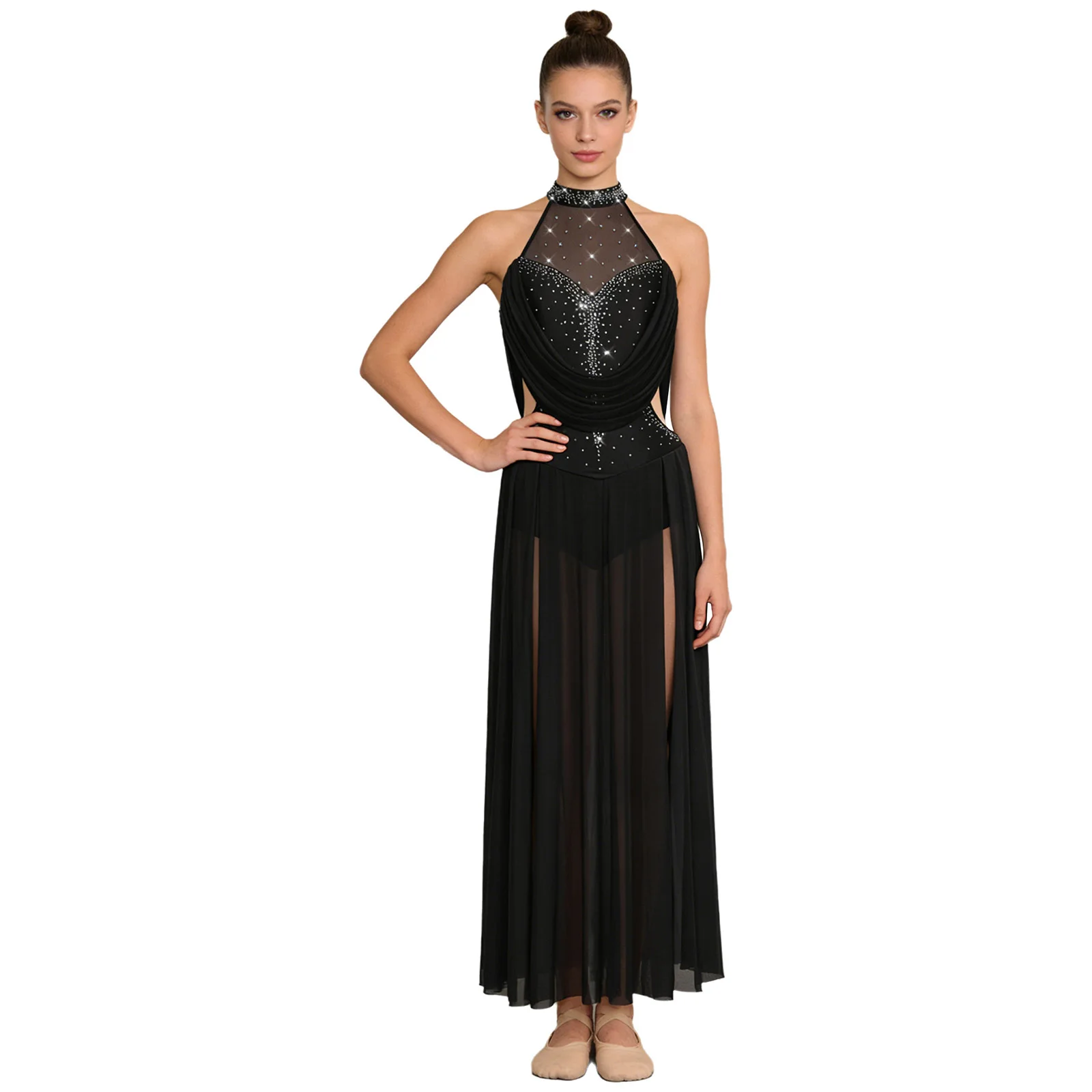 Women Lyrical Sheer Mesh Ballroom Ballet Waltz Dance Outfits Sleeveless Rhinestones Backless Ballroom Modern Stage Dance Dress
Women Lyrical Sheer Mesh Ballroom Ballet Waltz Dance Outfits Sleeveless Rhinestones Backless Ballroom Modern Stage Dance Dress