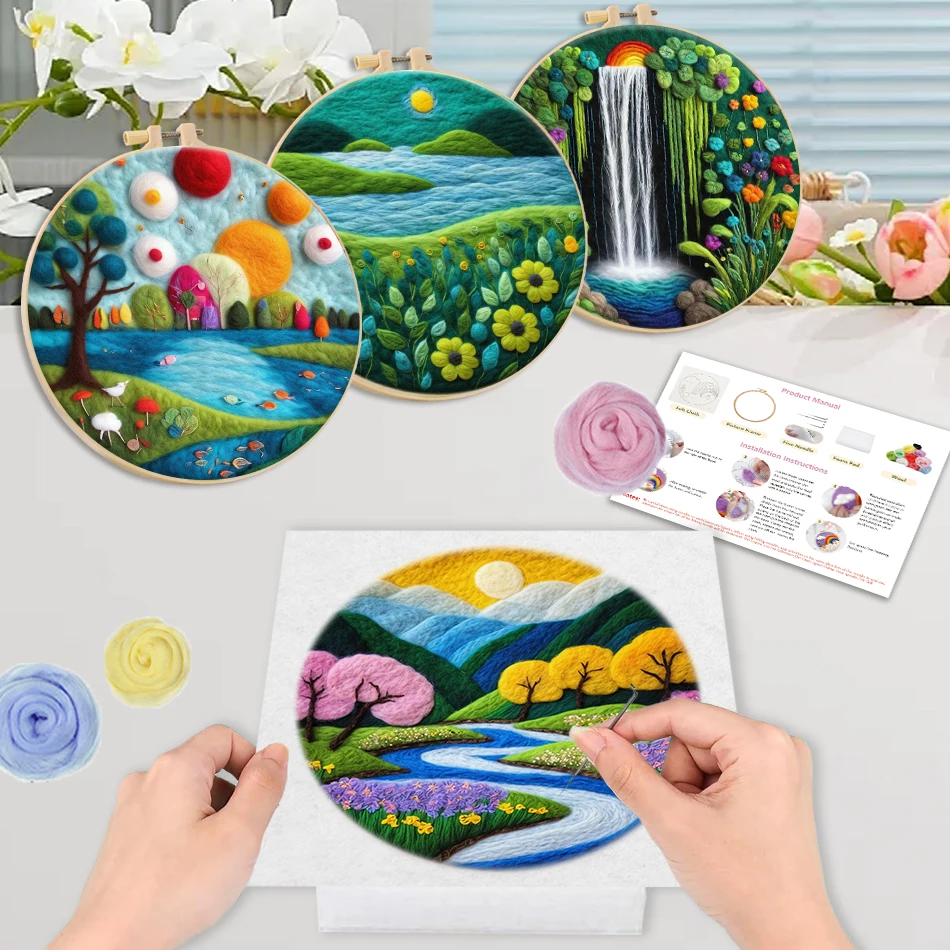 RUOPOTY Wool Felt Painting River waterfall scenery Handicraft Felt Needle Felting Kit For Beginners Wool Burlap Set Knitting Kit
RUOPOTY Wool Felt Painting River waterfall scenery Handicraft Felt Needle Felting Kit For Beginners Wool Burlap Set Knitting Kit