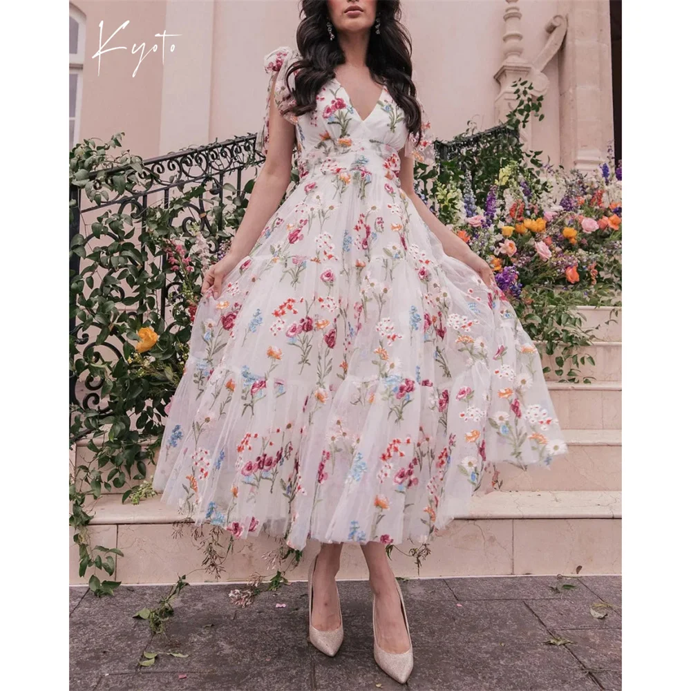 Kyoto Customized Colorful Flowers Shoulder Strap Wedding Dress V-Neck Bow Tie فستان زفافAnkle-Length 2025Abito da sposa
Kyoto Customized Colorful Flowers Shoulder Strap Wedding Dress V-Neck Bow Tie فستان زفافAnkle-Length 2025Abito da sposa
