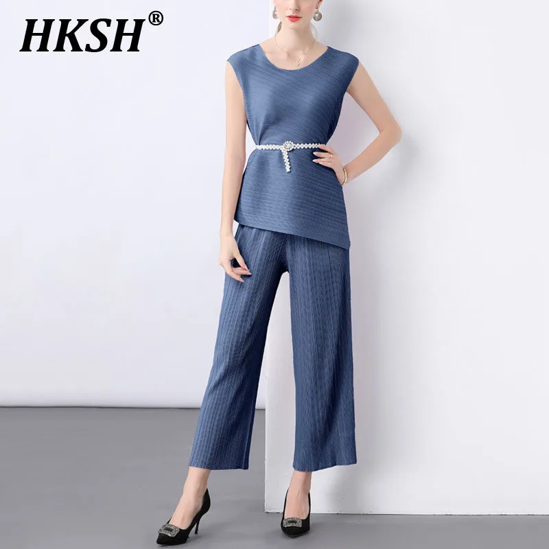 HKSH Summer New Women Ins Tide Chic Fashion Elegant Office Lady Solid Color Pleated Sleeveless Tops Long Pants Casual Set HK5418
HKSH Summer New Women Ins Tide Chic Fashion Elegant Office Lady Solid Color Pleated Sleeveless Tops Long Pants Casual Set HK5418