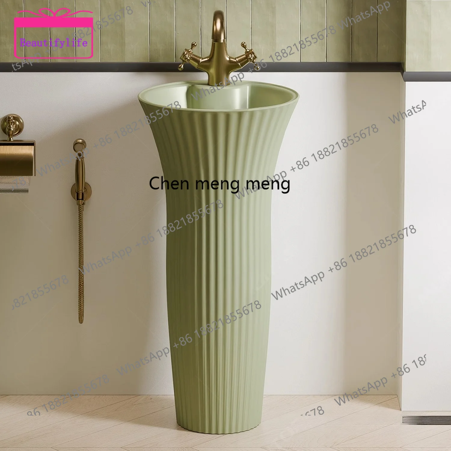 YL Retro green integrated floor-to-ceiling ceramic column basin small apartment bathroom hand washing, washbasin
YL Retro green integrated floor-to-ceiling ceramic column basin small apartment bathroom hand washing, washbasin