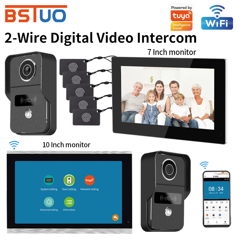 2 Wire 1080P 7/10 Inch WiFi Video Intercom Support Tuya APP Smart Home Video Door Phone RFID Access Control System for Apartmen
2 Wire 1080P 7/10 Inch WiFi Video Intercom Support Tuya APP Smart Home Video Door Phone RFID Access Control System for Apartmen