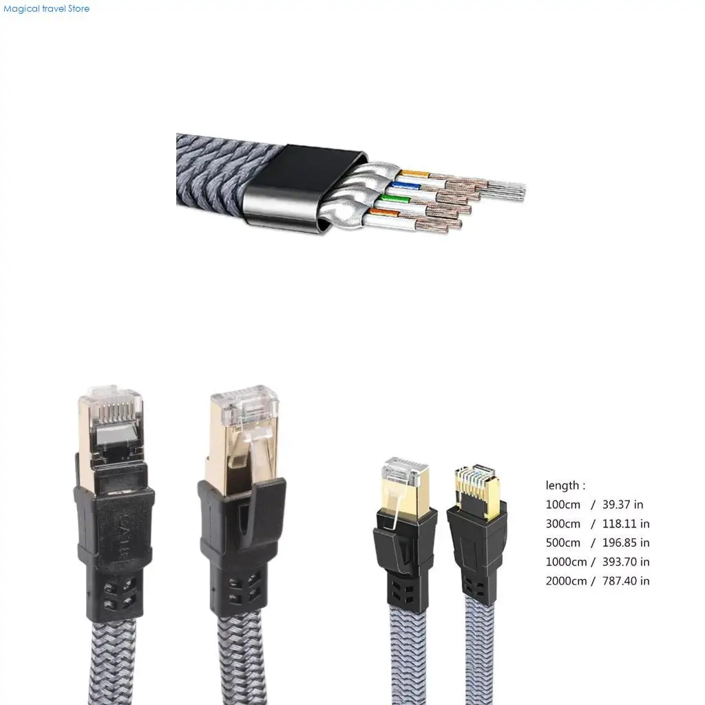 N2UB Cat8 Flat Braided Cable 40Gbps 2000MHz Compatible Routers TVs Consoles Cord
N2UB Cat8 Flat Braided Cable 40Gbps 2000MHz Compatible Routers TVs Consoles Cord