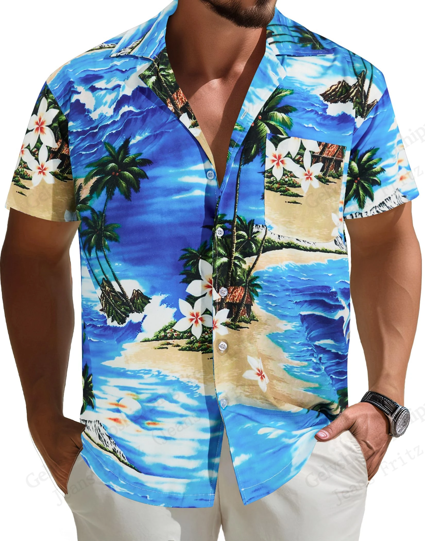 Мужская гавайская рубашка с тропическим пальмовым цветком и 3D принтом, повседневные модные рубашки, женские модные пляжные рубашки с короткими рукавами и лацканами, мужская блузка 
Мужская гавайская рубашка с тропическим пальмовым цветком и 3D принтом, повседневные модные рубашки, женские модные пляжные рубашки с короткими рукавами и лацканами, мужская блузка