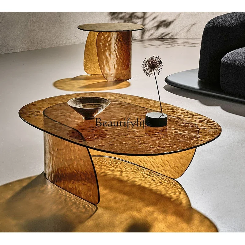 yj21 Wabi-Sabi Style Vintage Irregular Shape Creative Glass Craft Colorful Coffee Table 
yj21 Wabi-Sabi Style Vintage Irregular Shape Creative Glass Craft Colorful Coffee Table