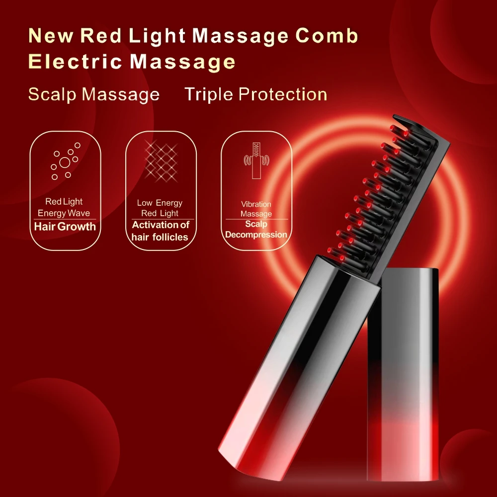 New Arrivals 3 in 1 Portable Red Light Hair Growth Comb Vibration Hair Massager Scalp Brush Anti Hair Loss
New Arrivals 3 in 1 Portable Red Light Hair Growth Comb Vibration Hair Massager Scalp Brush Anti Hair Loss