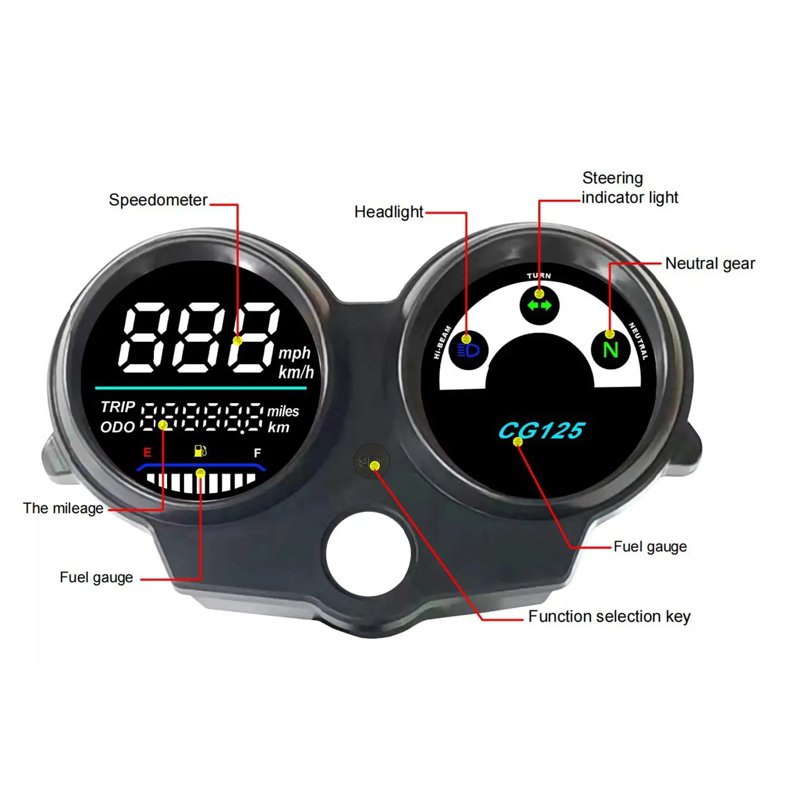 LED Digital Dashboard High Quality RPM Meter Odometer for Honda CG125
LED Digital Dashboard High Quality RPM Meter Odometer for Honda CG125