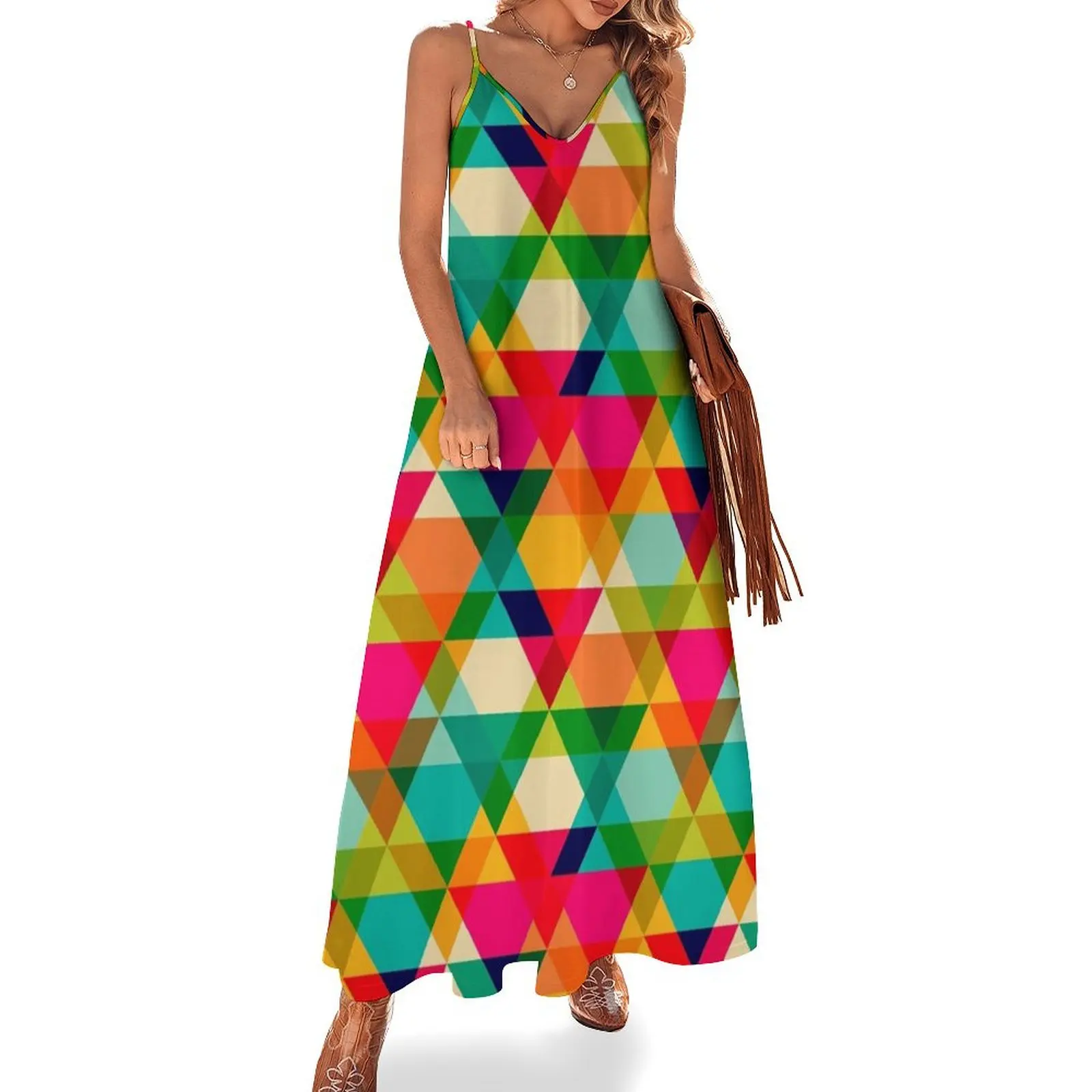 Fun Colorful Bright Geometric Triangle Pattern Sleeveless Dress dresses summer woman 2024
Fun Colorful Bright Geometric Triangle Pattern Sleeveless Dress dresses summer woman 2024
