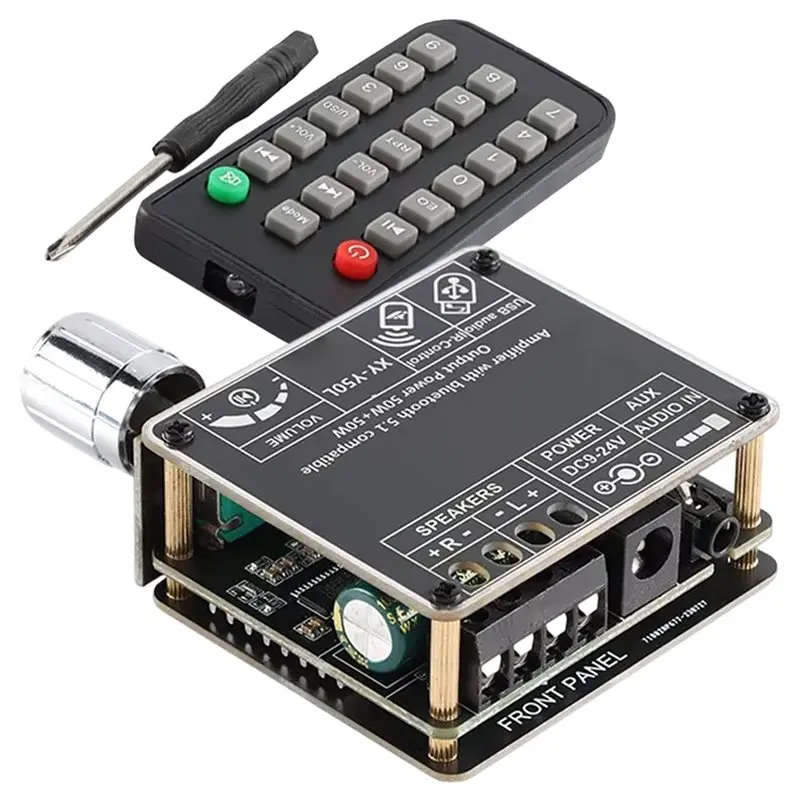 A99E-XY-Y50L Стереофоническая плата цифрового усилителя мощности с Bluetooth 5.1, AUX, USB, 50Вт+50Вт, с инфракрасным пультом ДУ
A99E-XY-Y50L Стереофоническая плата цифрового усилителя мощности с Bluetooth 5.1, AUX, USB, 50Вт+50Вт, с инфракрасным пультом ДУ