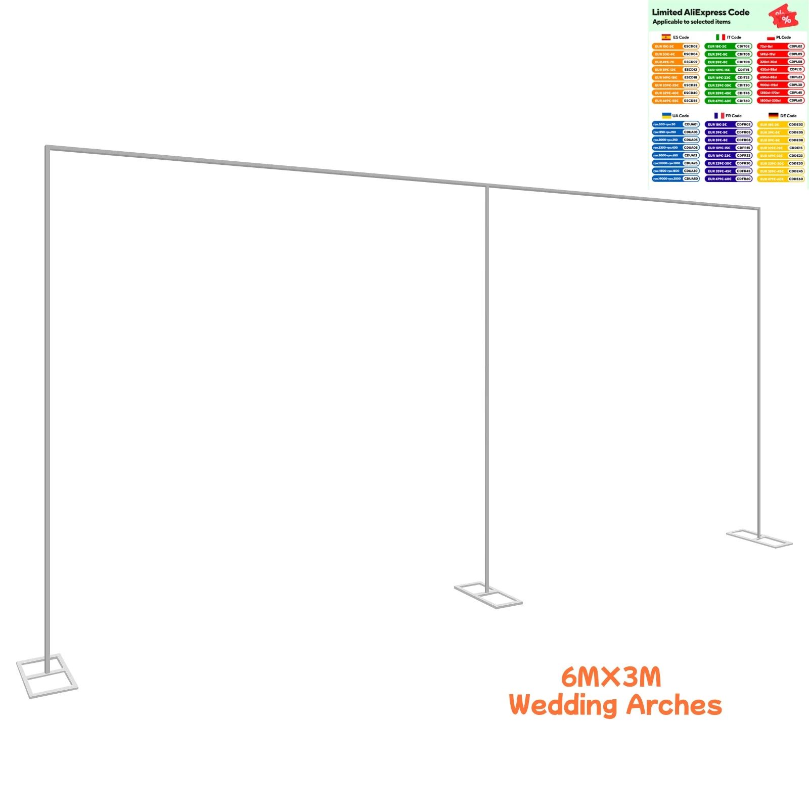 6X3M Wedding Arches Square Backdrop Stand Metal Balloon Arch Stand for Ceremony Birthday Party Bridal Shower Decoration
6X3M Wedding Arches Square Backdrop Stand Metal Balloon Arch Stand for Ceremony Birthday Party Bridal Shower Decoration