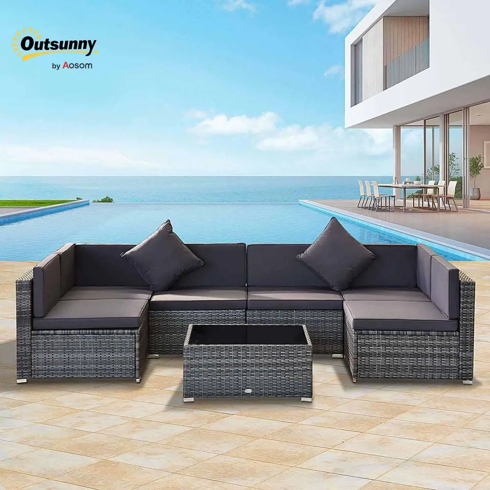7Piece Patio Furniture Sets Outdoor Wicker Conversation Sets All Weather PE Rattan Sectional Sofa Set with Cushions amp Tempere
7Piece Patio Furniture Sets Outdoor Wicker Conversation Sets All Weather PE Rattan Sectional Sofa Set with Cushions amp Tempere