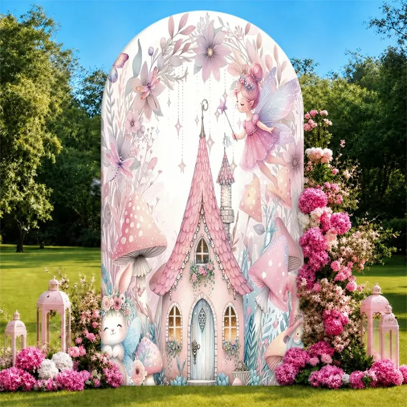 Single Side Arch Backdrop Cover Whimsical Fairy Castle Background for Magical Party Decor with Pink Flowers Mushrooms
Single Side Arch Backdrop Cover Whimsical Fairy Castle Background for Magical Party Decor with Pink Flowers Mushrooms