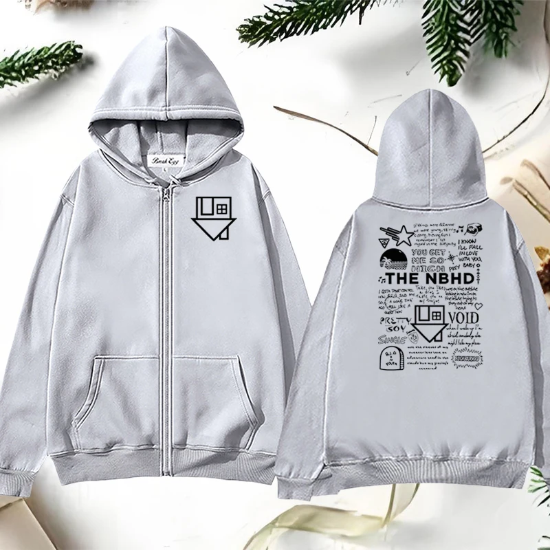 The Neighborhood NBHD Band Printing Women Zipper Hoodie Polyester Pocket Loose Thin Spring Autumn Sports Leisure Lady Sweater
The Neighborhood NBHD Band Printing Women Zipper Hoodie Polyester Pocket Loose Thin Spring Autumn Sports Leisure Lady Sweater