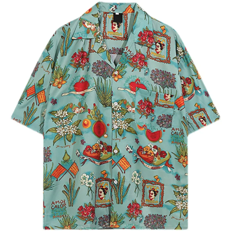 Shirt Men's Single Breasted Retro Full Print Short Sleeved Summer Loose Turndown Collar Casual Beach Shirts Buttons Daily Tops
Shirt Men's Single Breasted Retro Full Print Short Sleeved Summer Loose Turndown Collar Casual Beach Shirts Buttons Daily Tops