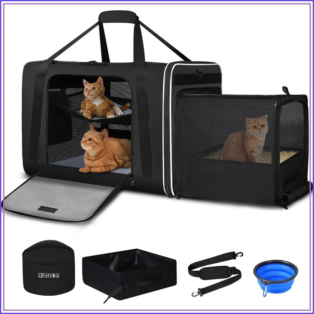 Expandable Extra Large Cat Carrier with Litter Box Area, Soft-Sided for 2 Cats Under 55 lbs, Zipper Locks for Travel
Expandable Extra Large Cat Carrier with Litter Box Area, Soft-Sided for 2 Cats Under 55 lbs, Zipper Locks for Travel