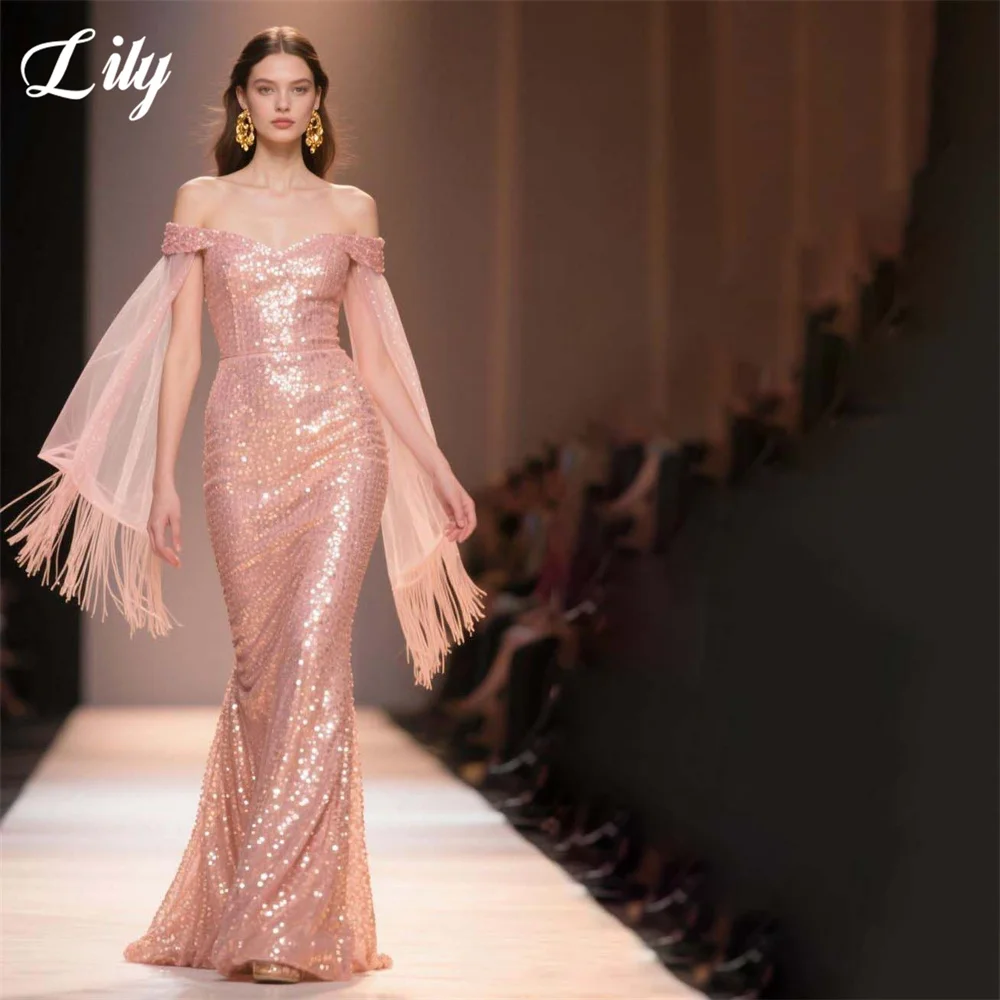 Lily Pink Party Dresses Off the Shoulder Long Sleeve Evening Dresses Glitter Sequin Party Gown Prom Gown for Women Customized
Lily Pink Party Dresses Off the Shoulder Long Sleeve Evening Dresses Glitter Sequin Party Gown Prom Gown for Women Customized