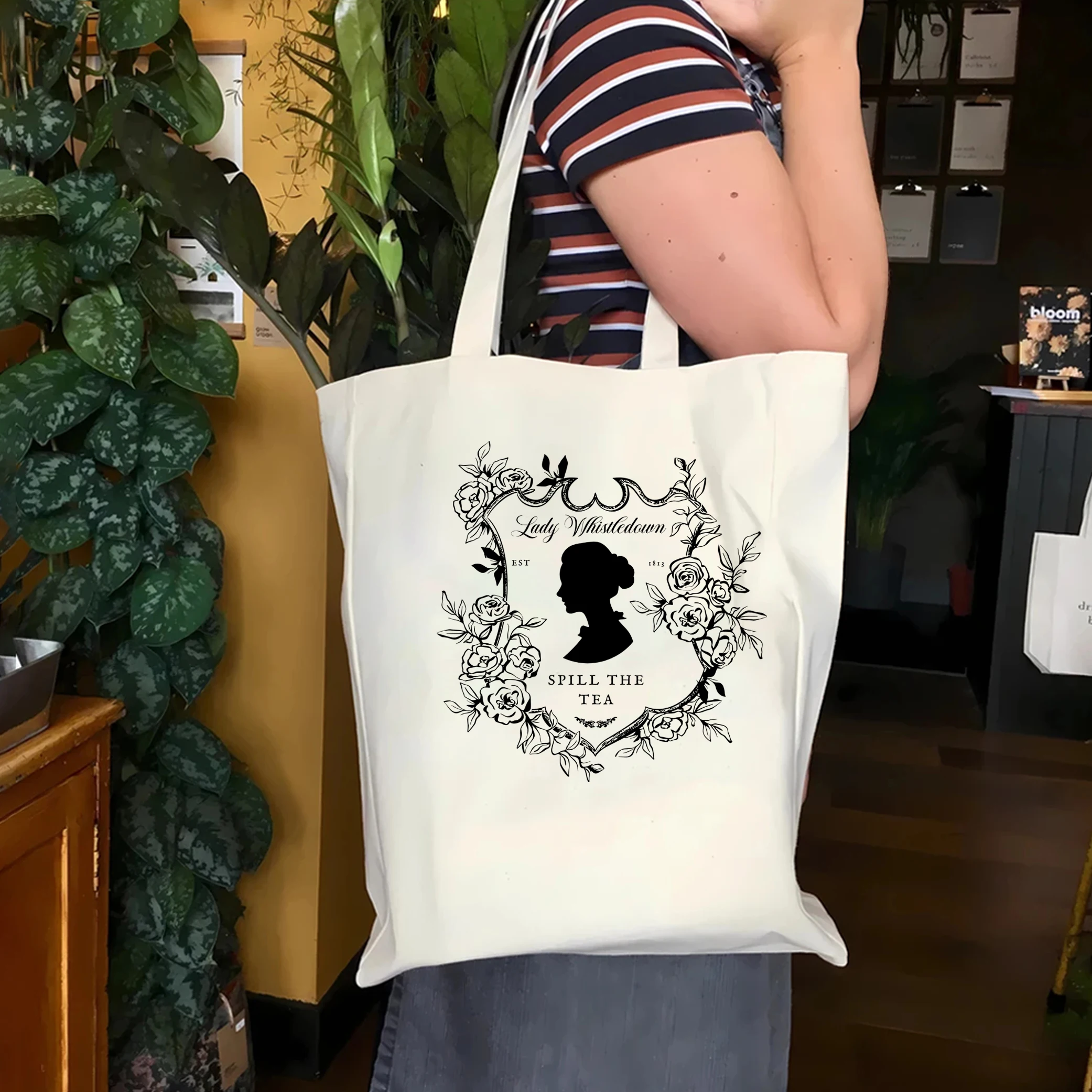 Lady Whistledown Women Fashion tote bag Spill The Tea Lady shopping bag Bridgerton Sweatshirt Lady Bridgerton Fashion tote bag
Lady Whistledown Women Fashion tote bag Spill The Tea Lady shopping bag Bridgerton Sweatshirt Lady Bridgerton Fashion tote bag