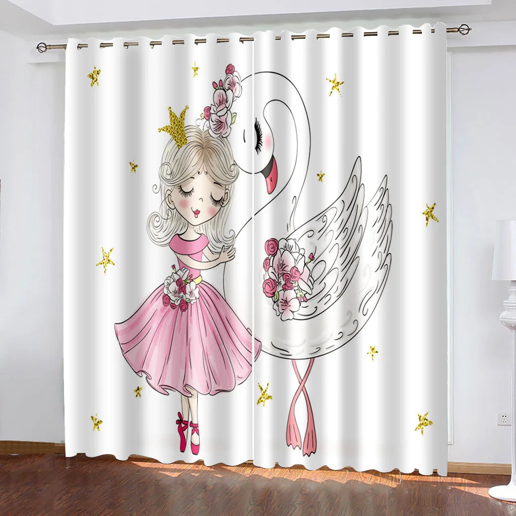 Pink Castle Cute Cartoon Girl Princess Swan Dance Shoes Semi Blackout KidsWindow Curtains for Living Room Bedroom Home Decor
Pink Castle Cute Cartoon Girl Princess Swan Dance Shoes Semi Blackout KidsWindow Curtains for Living Room Bedroom Home Decor
