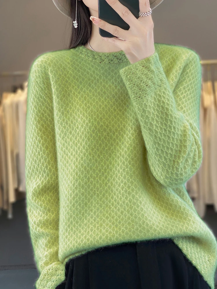 100% Merino Wool Women's Honeycomb Pattern Knitted Sweater For Autumn Winter Fashion Soft Skin Friendly New Sweater
100% Merino Wool Women's Honeycomb Pattern Knitted Sweater For Autumn Winter Fashion Soft Skin Friendly New Sweater