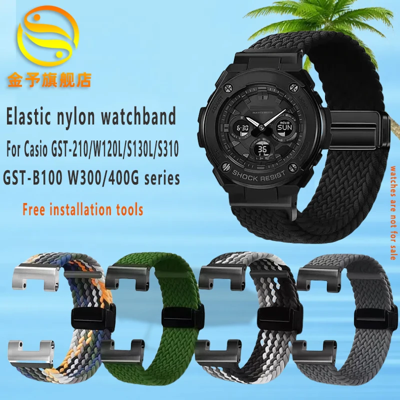 Elastic nylon watchband For Casio G-SHOCK GST-W300 210 400G S130 S310 S330 B100 Series Men magnetic folding buckle Sports Strap
Elastic nylon watchband For Casio G-SHOCK GST-W300 210 400G S130 S310 S330 B100 Series Men magnetic folding buckle Sports Strap