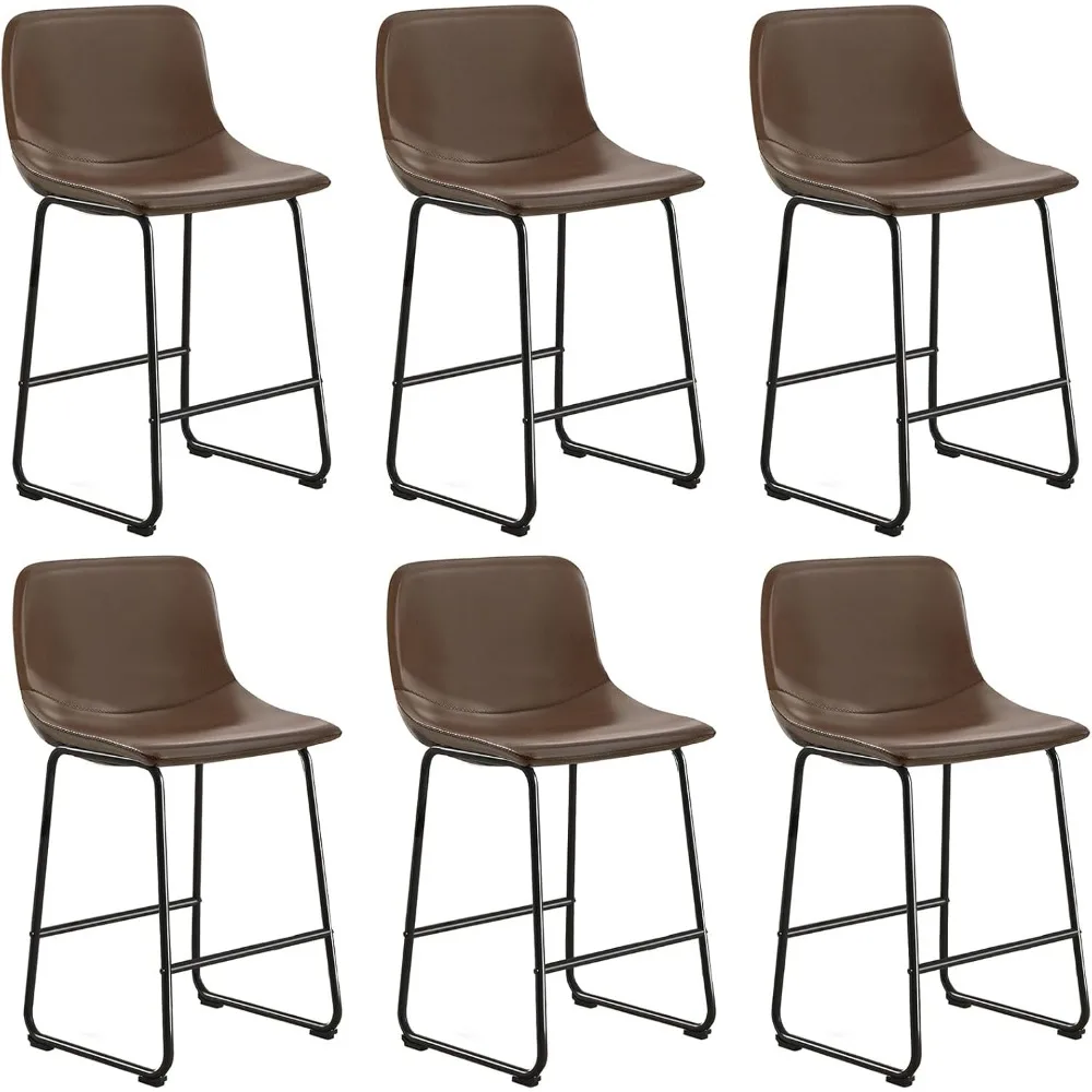 Counter Height Bar Chairs Set of 6, Brown Modern Counter Stools with Back & Metal Legs, Armless Dining Chairs
Counter Height Bar Chairs Set of 6, Brown Modern Counter Stools with Back & Metal Legs, Armless Dining Chairs