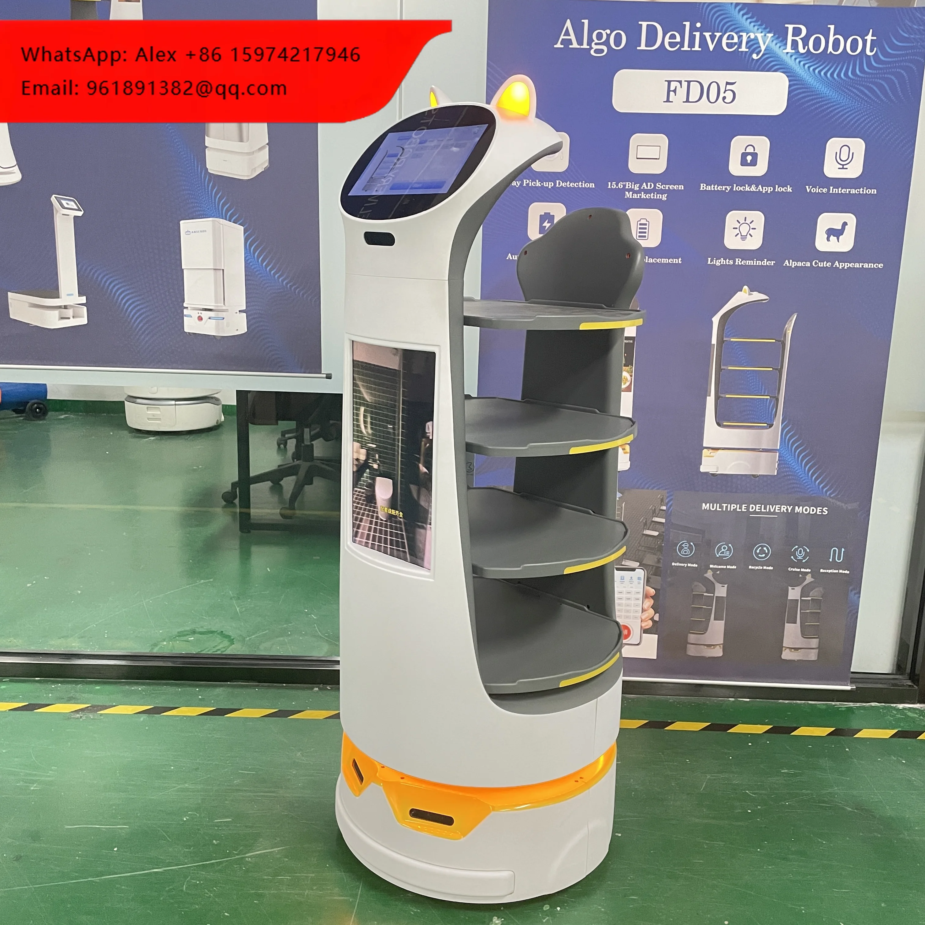 Hot Sell Self Driving Delivery Robot Load 60KG Bionic Female Waiter Robot With APP Control Orion Waiter Robot
Hot Sell Self Driving Delivery Robot Load 60KG Bionic Female Waiter Robot With APP Control Orion Waiter Robot