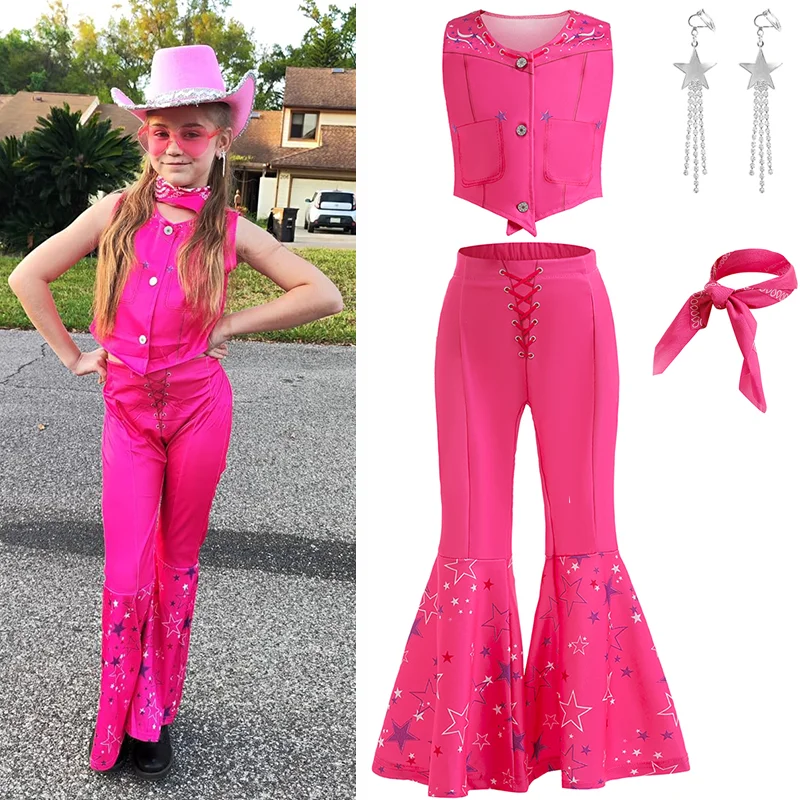 Cowgirl Costume Girls Hot Pink Vest Tops+Flared Pants Movie Dress Up For Children Halloween Cosplay Birthday Party Disco Outfits
Cowgirl Costume Girls Hot Pink Vest Tops+Flared Pants Movie Dress Up For Children Halloween Cosplay Birthday Party Disco Outfits