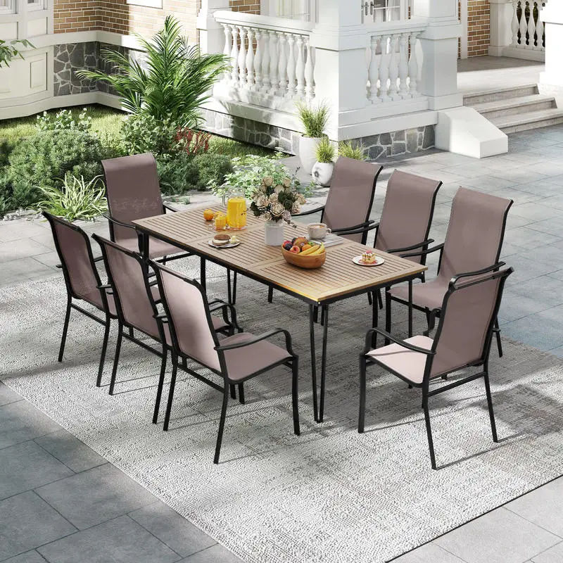 Patio Dining Chair Set of 2 with Wide Seat and Heavy-Duty Metal Frame-Brown
Patio Dining Chair Set of 2 with Wide Seat and Heavy-Duty Metal Frame-Brown