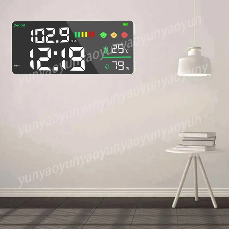 High Precision Wall Mounted Decibel Monitor LED Screen Sound Level Detector with Clock for Household Industrial Noise
High Precision Wall Mounted Decibel Monitor LED Screen Sound Level Detector with Clock for Household Industrial Noise