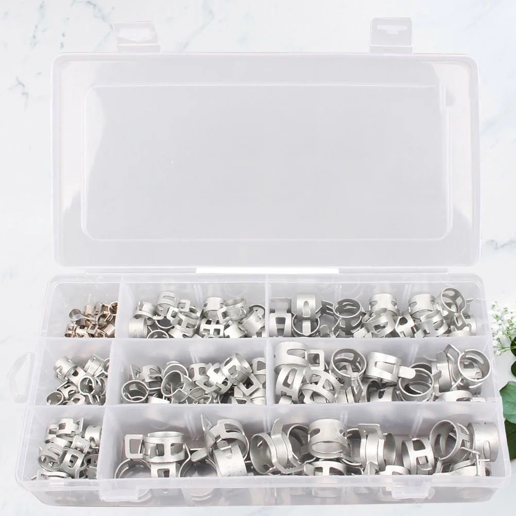 160Pcs Metal Hose Clamps Elastic Spring Clips Durable Adjustable Fasteners for Fuel Spring Clamps
160Pcs Metal Hose Clamps Elastic Spring Clips Durable Adjustable Fasteners for Fuel Spring Clamps