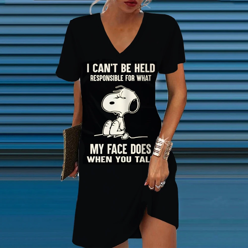 Женское свободное платье Snoopy с V-образным вырезом и коротким рукавом, модное повседневное Цветочное платье, Солнцезащитная юбка, 2024
Женское свободное платье Snoopy с V-образным вырезом и коротким рукавом, модное повседневное Цветочное платье, Солнцезащитная юбка, 2024