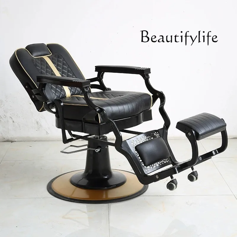 Retro style black men's hair salon chair retro oil head reclining hair salon chair
Retro style black men's hair salon chair retro oil head reclining hair salon chair