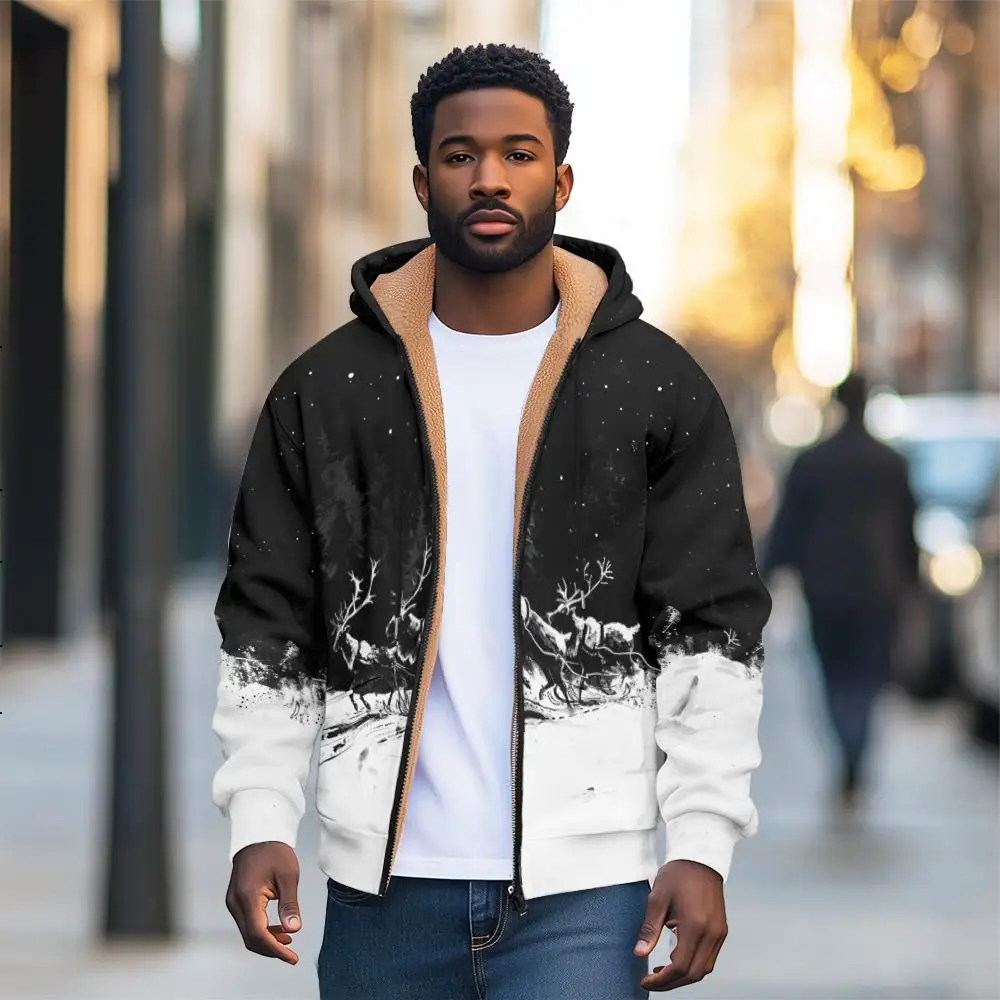 Men's Warm and Practical Hooded Jacket with Multiple Zippered Pockets Unique Printed Design Street Fashion
Men's Warm and Practical Hooded Jacket with Multiple Zippered Pockets Unique Printed Design Street Fashion